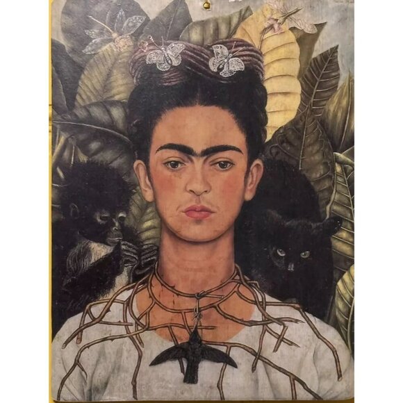 Vintage Frida Kahlo With Animals Tin Printed Art Rectangular - Picture 1 of 2